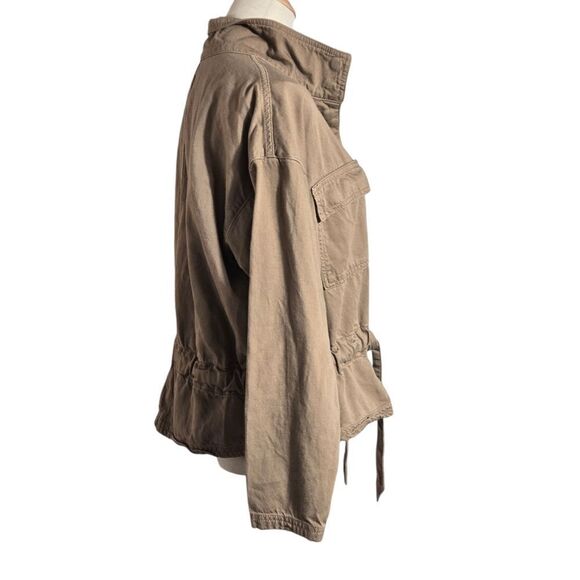 Time and Tru Tan Cropped Tie Front Utility Jacket - Picture 3 of 6
